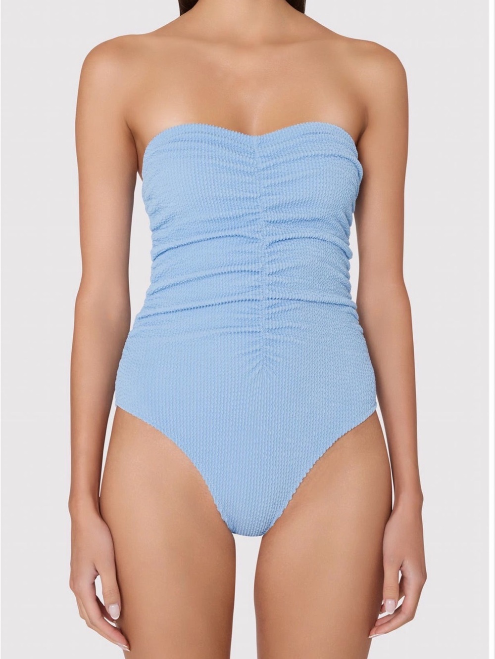 NEW Milly Textured rushed one piece light blue swimsuit size Small